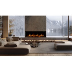 GOLD 152 cm, AFLAMO chimenea eléctrica LED empotrada
