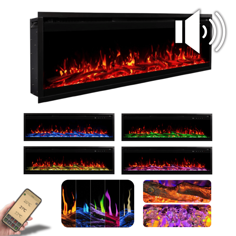 ROYAL PRO AFLAMO pared y chimenea eléctrica LED empotrada