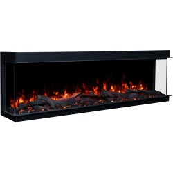 SOLIS, Chimenea eléctrica de tres lados empotrada en la pared de con sonido EmotionFlame